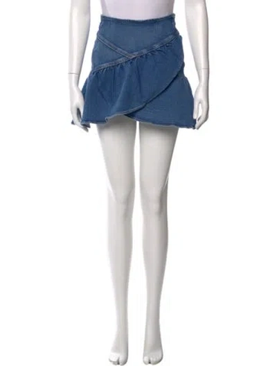 Pre-owned Mother Raw-edge Trim Mini Skirt In Blue