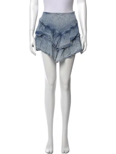 Pre-owned Mother Raw-edge Trim Mini Skirt In Blue