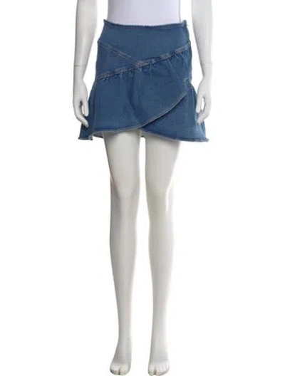Pre-owned Mother Raw-edge Trim Mini Skirt In Blue