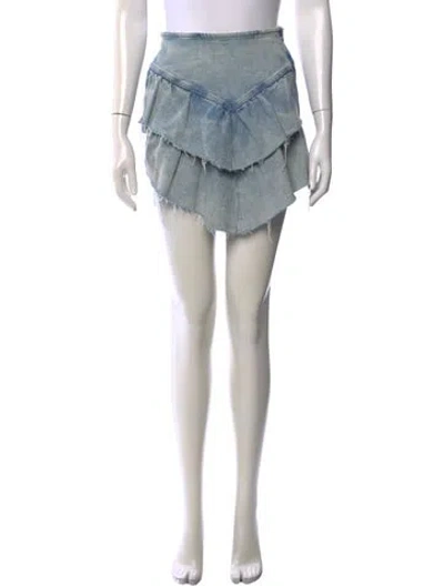 Pre-owned Mother Raw-edge Trim Mini Skirt In Blue