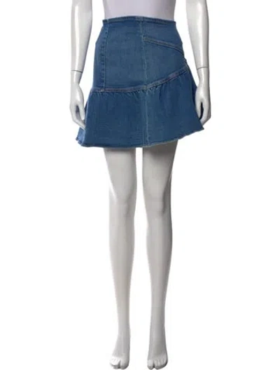 Pre-owned Mother Raw-edge Trim Mini Skirt In Blue