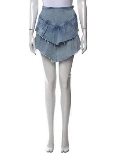 Pre-owned Mother Raw-edge Trim Mini Skirt In Blue