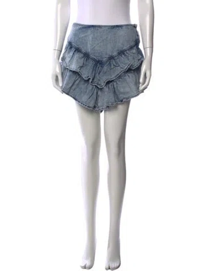 Pre-owned Mother Raw-edge Trim Mini Skirt In Blue