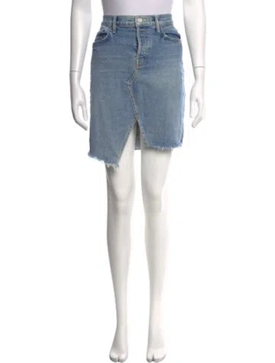 Pre-owned Mother Raw-edge Trim Mini Skirt In Blue