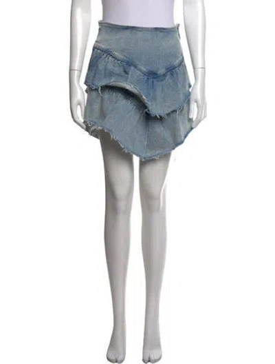 Pre-owned Mother Raw-edge Trim Mini Skirt W/ Tags In Blue