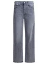 Mother Grey Stretch Denim The Ditcher Jeans In Blue