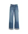 Mother Relaxed-fit Medium Blue Jeans With Cuffed Hems In Blue