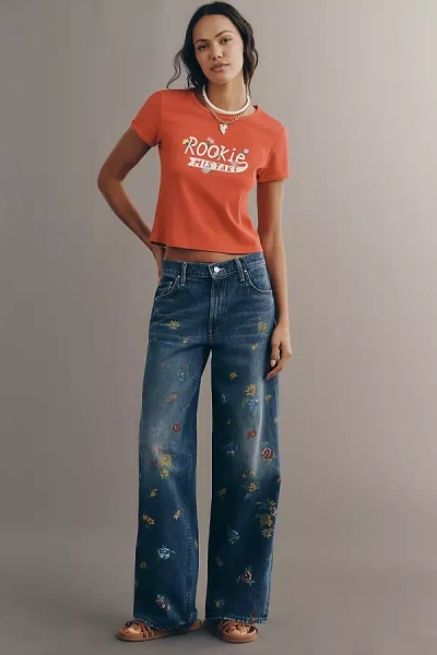 Mother Rerun Zip Sneak High-rise Wide-leg Jeans In Blue