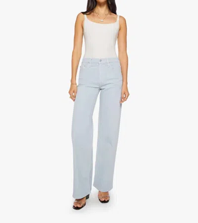 Mother Rerun Zip Sneak High-waisted Wide Leg Jeans In Ballad Blue In White