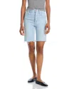 Mother The Rider Raw Hem High Waist Denim Bermuda Shorts In Cowabunga