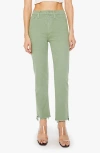 Mother Rider High Waist Step Hem Ankle Straight Leg Jeans In Green