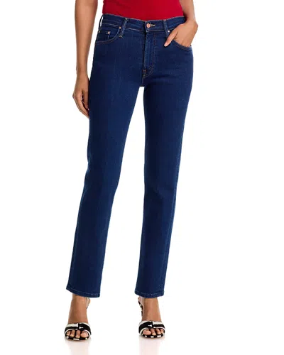 Mother Rider Skimp Mid Rise Straight Jeans In Retrograde Rodeo In Blue