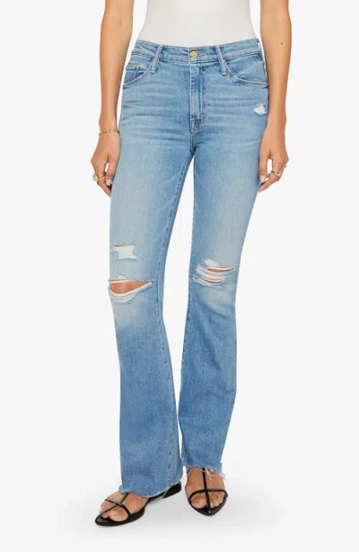 Mother Ripped Flare Jeans In Blue
