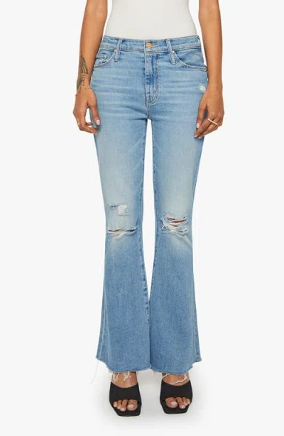 Mother Ripped Flare Jeans In Blue