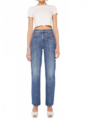 Mother Riveting Rambler Zip Sneak Jeans In Bending The Rules In Blue
