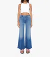 Mother Headliner Sneak Wide Leg Jeans In Green Thumb In Blue