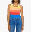 Mother Round Neck Rib Tank Top In Over The Horizon In Multi