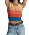 Mother Round Neck Rib Tank Top In Over The Horizon In Multi