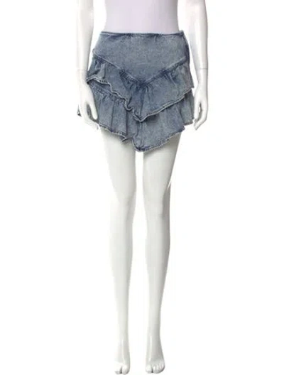 Pre-owned Mother Ruffle Embellishment Mini Skirt In Blue
