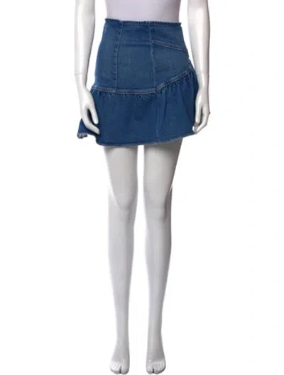 Pre-owned Mother Ruffle Embellishment Mini Skirt In Blue