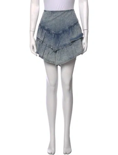 Pre-owned Mother Ruffle Embellishment Mini Skirt In Blue