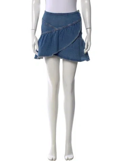 Pre-owned Mother Ruffle Embellishment Mini Skirt W/ Tags In Blue