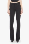 Mother Black Jeans With High Waist And Logo Embroidery On The Rear In Denim Woman In Black