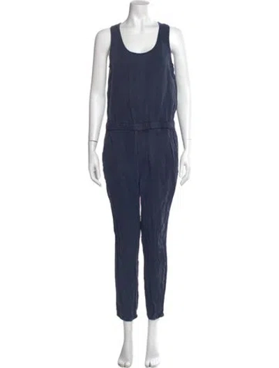 Pre-owned Mother Scoop Neck Jumpsuit In Blue