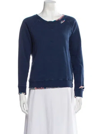 Pre-owned Mother Scoop Neck Long Sleeve Sweatshirt In Blue