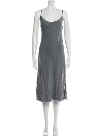 Pre-owned Mother Scoop Neck Midi Length Dress In Gray