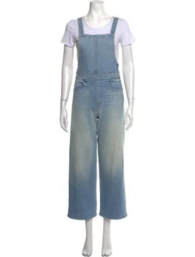 Pre-owned Mother Scoop Neck Overalls In Blue