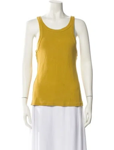 Pre-owned Mother Scoop Neck Sleeveless Top In Yellow