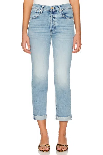 Mother Scrapper Cuff Ankle Fray Jean In Sneak Peak In Blue