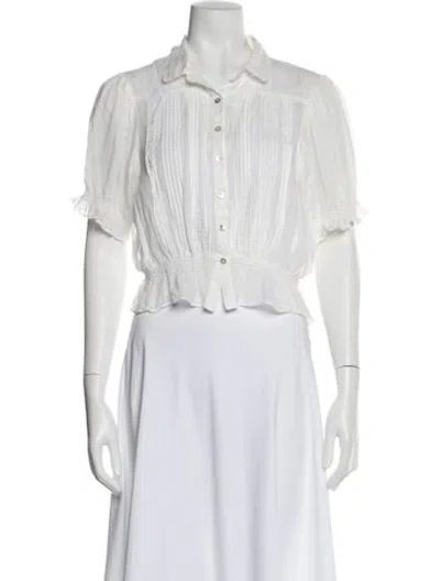 Pre-owned Mother Short Sleeve Blouse In White