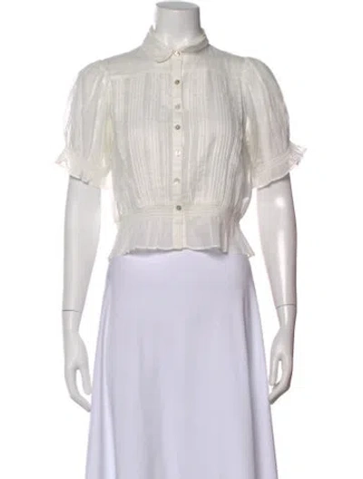 Pre-owned Mother Short Sleeve Blouse In White