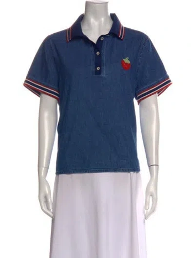 Pre-owned Mother Short Sleeve Polo In Blue