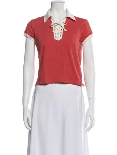 Pre-owned Mother Short Sleeve Polo In Red