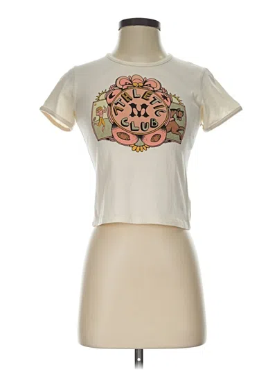Pre-owned Mother Short Sleeve Turtleneck In Ivory