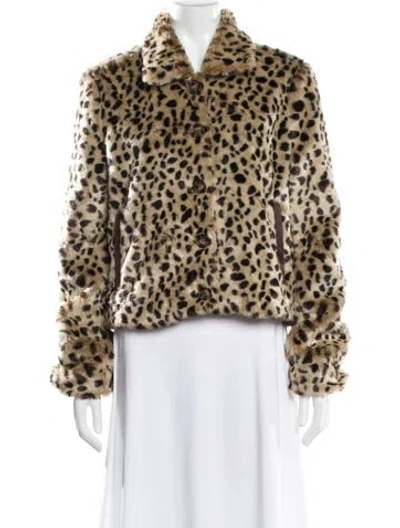 Pre-owned Mother Silk Animal Print Faux Fur Jacket In Neutral
