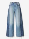 Mother Womens Blinded By The Dark Pipedream Sneak Fray Wide-leg Denim Jeans In Blue