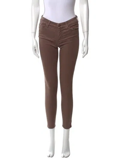 Pre-owned Mother Skinny Leg Pants In Brown