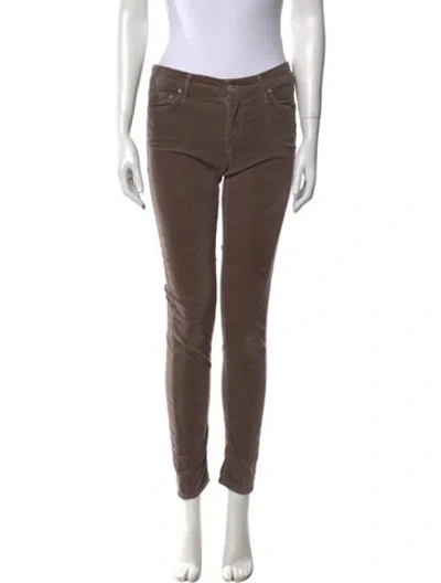 Pre-owned Mother Skinny Leg Pants In Brown