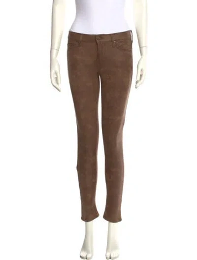 Pre-owned Mother Skinny Leg Pants In Brown