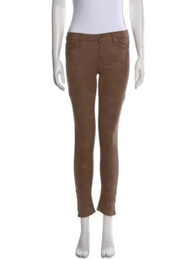 Pre-owned Mother Skinny Leg Pants In Brown