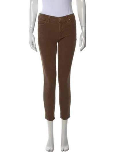 Pre-owned Mother Skinny Leg Pants In Brown