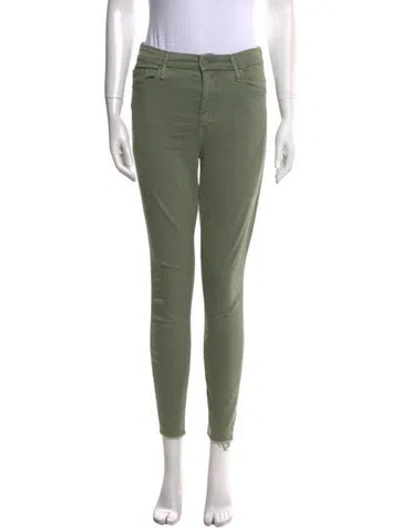 Pre-owned Mother Skinny Leg Pants In Green
