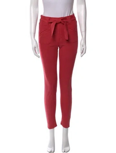 Pre-owned Mother Skinny Leg Pants In Red