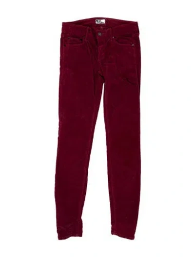 Pre-owned Mother Skinny Leg Pants In Red
