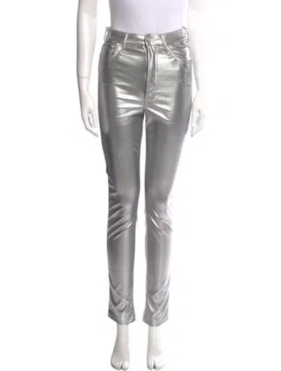 Pre-owned Mother Skinny Leg Pants In Silver