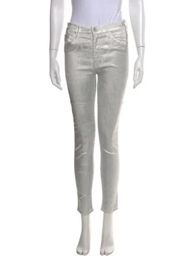 Pre-owned Mother Skinny Leg Pants In Silver